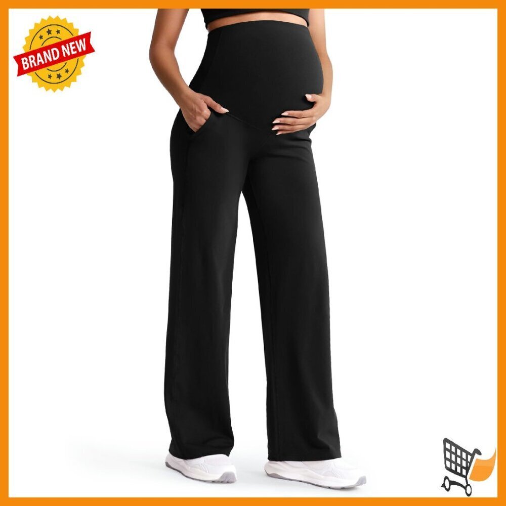 Maternity Wide Leg Yoga Pants Over Bump Stretchy Active Pregnancy